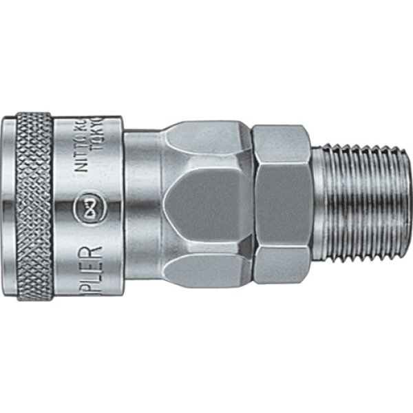 画像1: ハイカプラ 鋼鉄製 ニトリルゴムNBR(SG) (めねじ取付用ソケット) 相手側Rc1/8インチ 耐圧力2.0Mpa 10SM STEEL NBR (03136) 日東工器 (1)