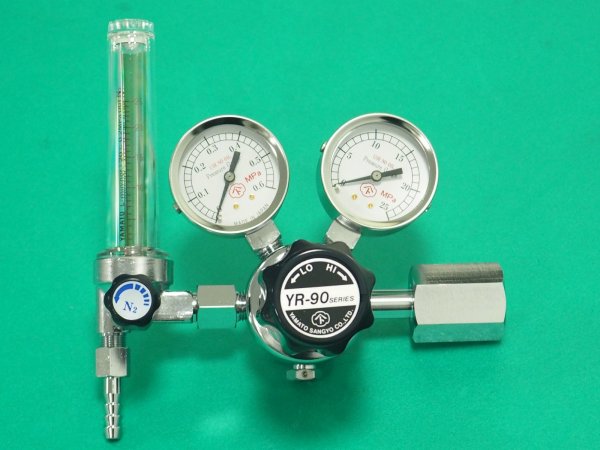 画像1: 汎用小型圧力調整器 YR-90F ( 真鍮タイプ）流量計付 窒素用 YR-90F-R-11FS-25-N2-2205 ヤマト産業 (1)
