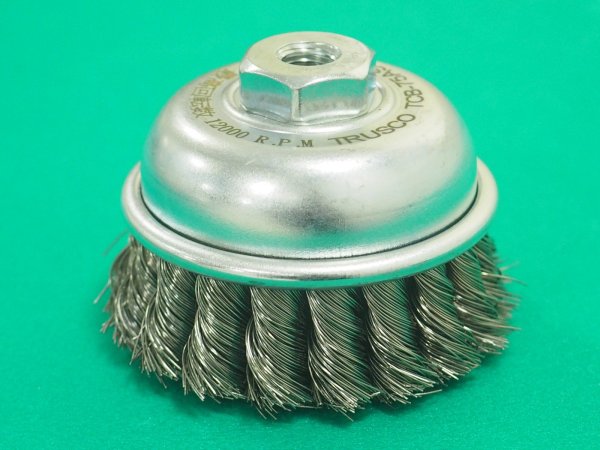 画像1: TRUSCO 電動工具用ツイストカップブラシ Φ75 SUS0.35 TCB-75AS [820-6429] (1)