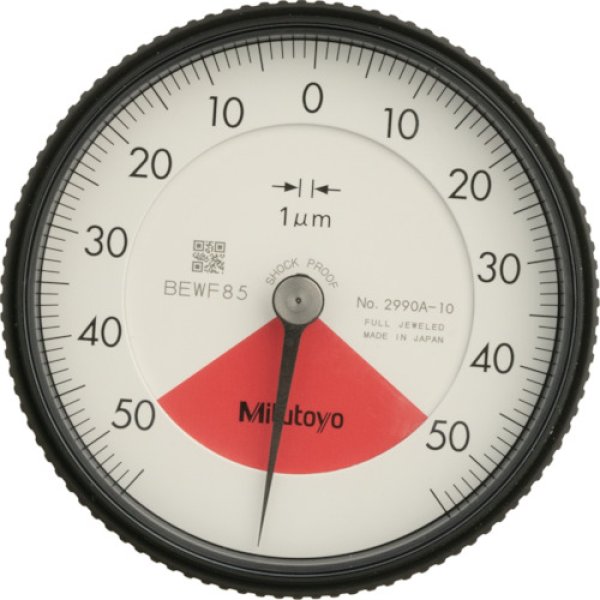 画像1: ＭＩＴＵＴＯＹＯ 標準形ダイヤルゲージ（バックプランジャータイプ）測定範囲0〜0.1mm 最小表示0.001mm 目盛仕様50-0-50 測定力1.5N以下 2990A-10 [241-8779] (1)
