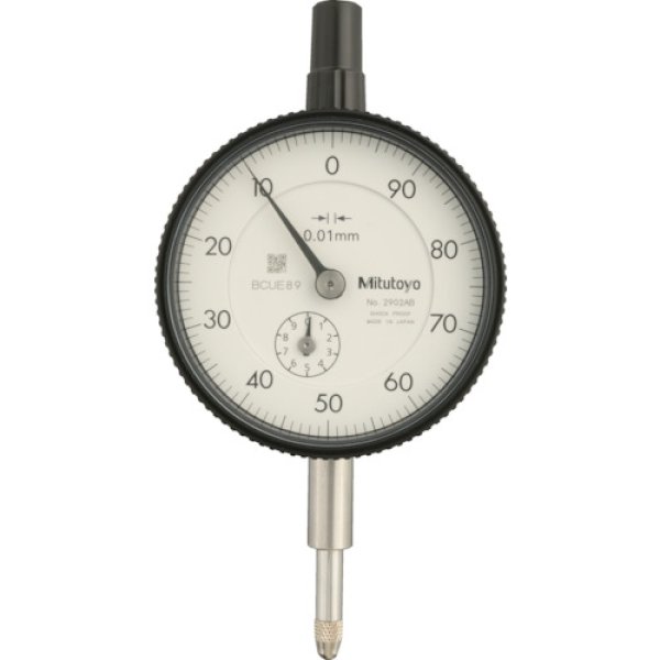 画像1: ＭＩＴＵＴＯＹＯ 標準形ダイヤルゲージ（平裏ぶたタイプ）測定範囲0〜10mm 最小表示0.01mm 目盛仕様100-0 測定力1.4N以下 2902AB [242-1978] (1)