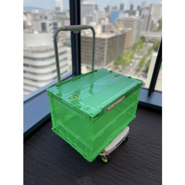 画像5: TRUSCO 薄型折りたたみ コンテナ オリコン スケルコン 50L ロックフタ付 透明グリーン  緑 TSK-C50B(GN) [207-3370] (5)