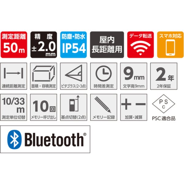 画像4: シンワ 78168 レーザー距離計 L-Measure BK 50 データ転送機能付 [713-2000] (4)