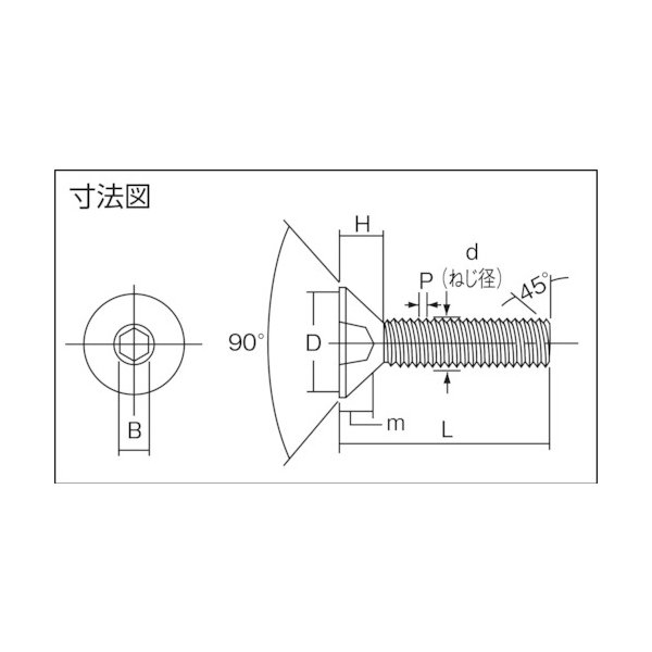 画像2: TRUSCO B129-0620 六角穴付皿ボルト ステンレス M6×20 20本入 [257-0369] (2)
