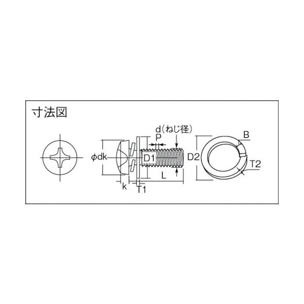 画像2: TRUSCO ナベ頭座金組込ねじ P=4 三価白 M5×20 37本入 (ばね座金+JIS小形ワッシャー付き) B751-0520 [300-2764] (2)