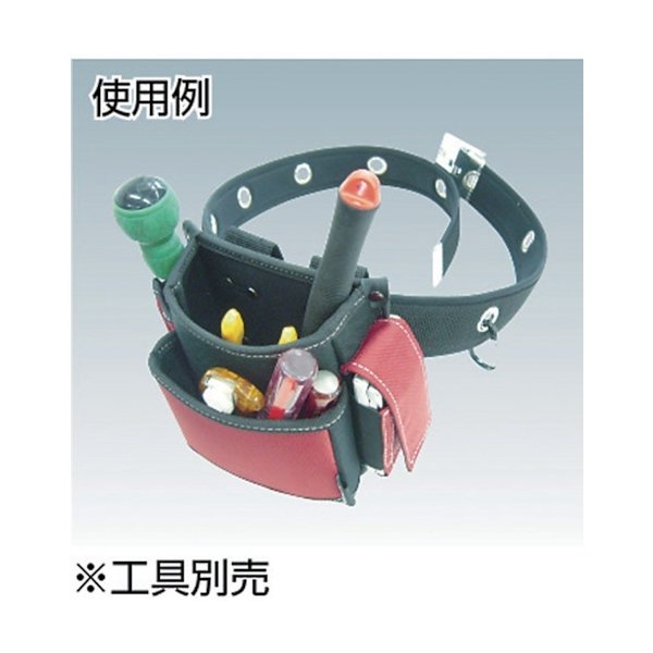 画像2: TRUSCO 腰袋 3段 携帯電話ホルダー付き ブラック TWP3-BK [365-6195] (2)