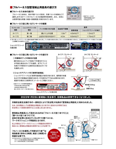 画像6: 【フルハーネス本体のみ】墜落制止用器具 ST#522KA-N Dブラック 安全帯 現場 倉庫 作業用 工事用 プロ仕様 タニザワ (6)