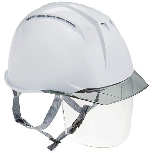 画像1: 【シールド付】ヘルメット AA11EVO-CSW 安全帽 現場 倉庫 作業用 工事用 プロ仕様 DIC【本体:ホワイト・バイザー:スモーク 】 (1)