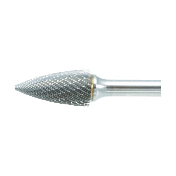 画像1: TRUSCO 超硬バー トンガリ型 Φ9.5X刃長19X軸6 ロング ダブルカット TB4C095L150 [436-4449] (1)
