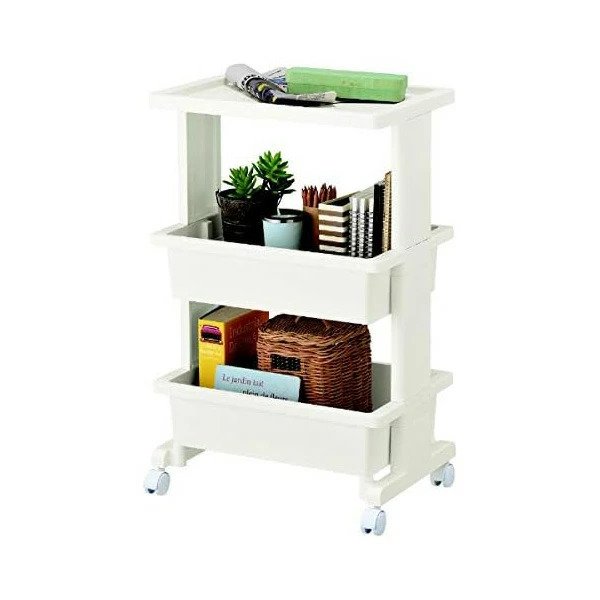 画像3: 【ホワイト】リセスタイル ツールボックス 3段テーブルワゴン ツールストッカー 組み立て式 (3)