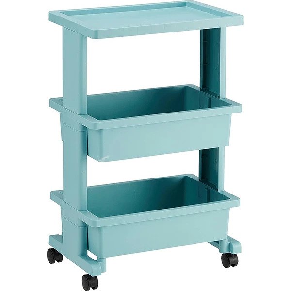 画像2: 【ブルー】リセスタイル ツールボックス 3段テーブルワゴン ツールストッカー 組み立て式 (2)