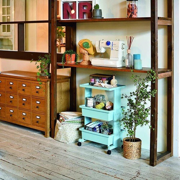 画像4: 【ブルー】リセスタイル ツールボックス 3段テーブルワゴン ツールストッカー 組み立て式 (4)