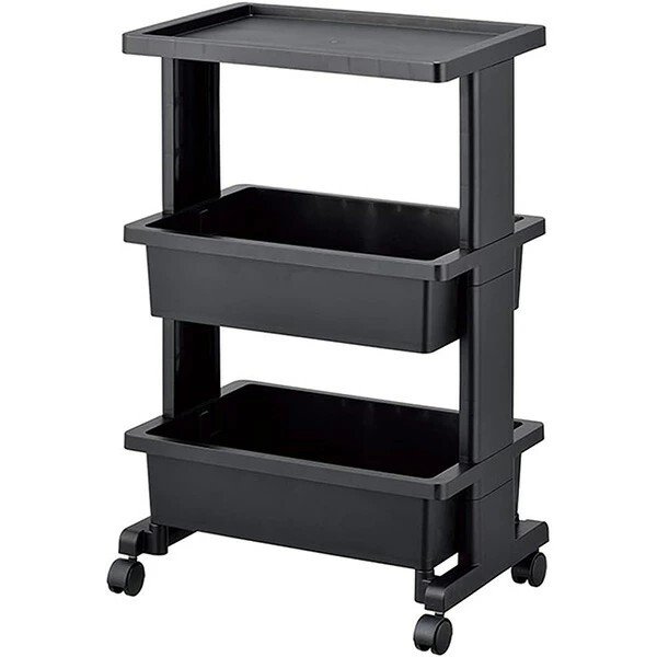 画像2: 【ブラック】リセスタイル ツールボックス 3段テーブルワゴン ツールストッカー 組み立て式 (2)