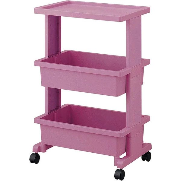 画像2: 【ピンクグレー】リセスタイル ツールボックス 3段テーブルワゴン ツールストッカー 組み立て式 (2)