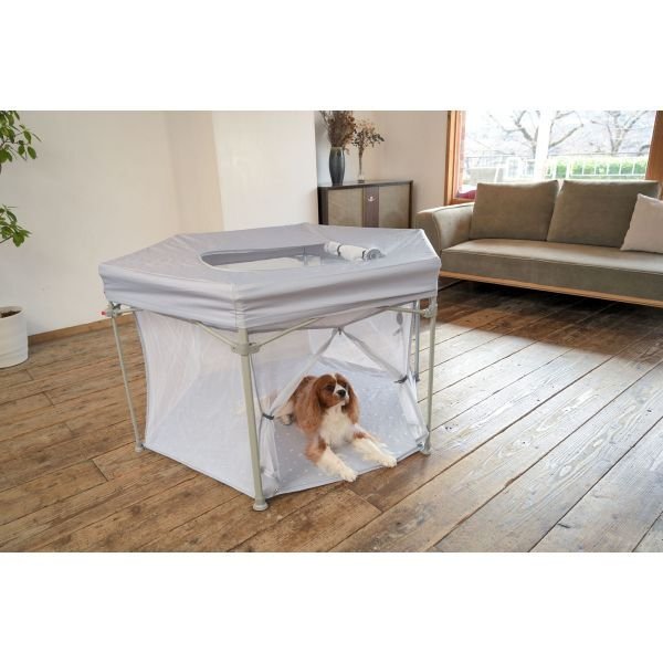 画像3: 【収納袋・屋根付】おりたたみペットサークル わんパーク (グレー) ペットゲージ 脱走防止 侵入防止 災害避難 ペットホテル (3)