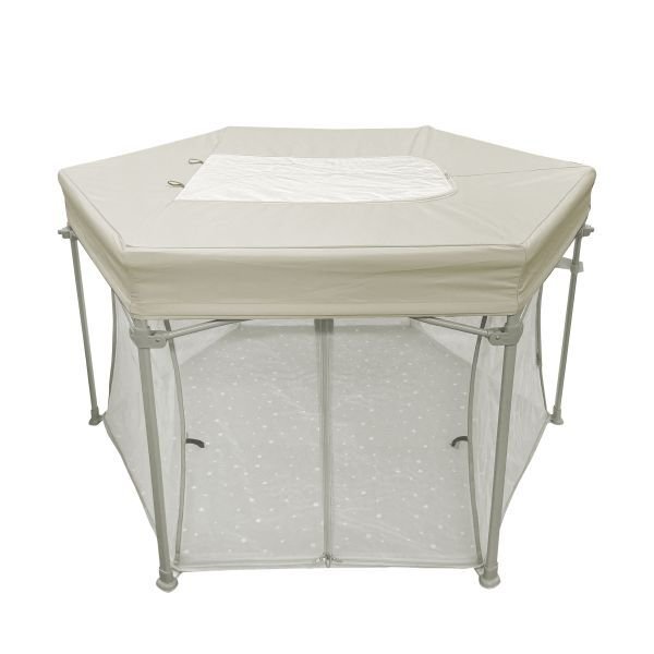 画像2: 【収納袋・屋根付】おりたたみペットサークル わんパーク (ベージュ) ペットゲージ 脱走防止 侵入防止 災害避難 ペットホテル (2)