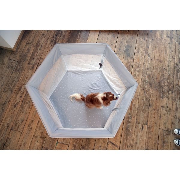 画像5: 【収納袋・屋根付】おりたたみペットサークル わんパーク (ベージュ) ペットゲージ 脱走防止 侵入防止 災害避難 ペットホテル (5)