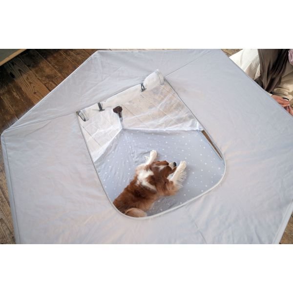 画像7: 【収納袋・屋根付】おりたたみペットサークル わんパーク (ベージュ) ペットゲージ 脱走防止 侵入防止 災害避難 ペットホテル (7)