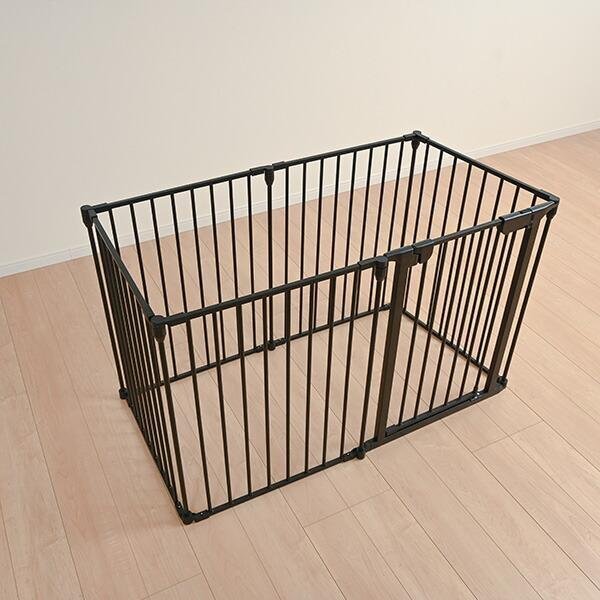 画像3: 【ドア付/6枚セット】スチールペットサークル＆ゲート ペットゲージ 折りたたみ 脱走防止 侵入防止 アウトドア キャンプ ブラック (3)