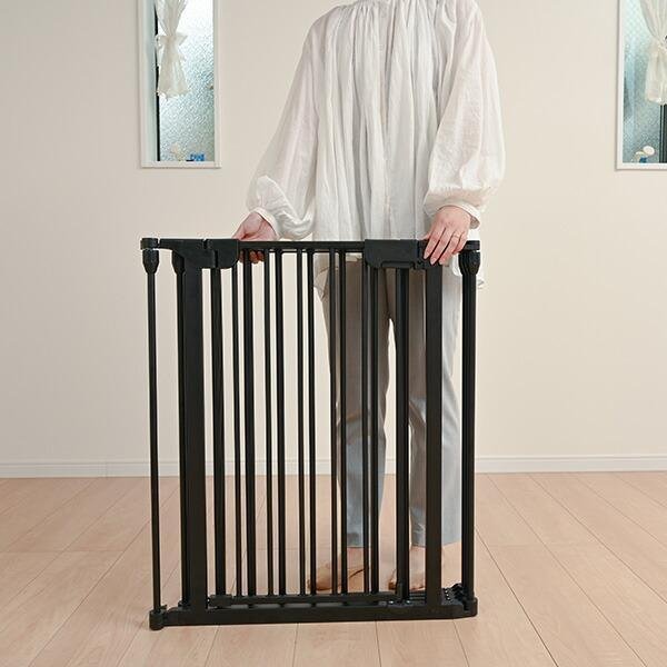 画像4: 【ドア付/6枚セット】スチールペットサークル＆ゲート ペットゲージ 折りたたみ 脱走防止 侵入防止 アウトドア キャンプ ブラック (4)