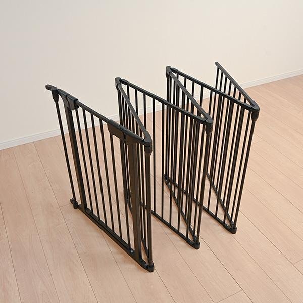 画像5: 【ドア付/6枚セット】スチールペットサークル＆ゲート ペットゲージ 折りたたみ 脱走防止 侵入防止 アウトドア キャンプ ブラック (5)