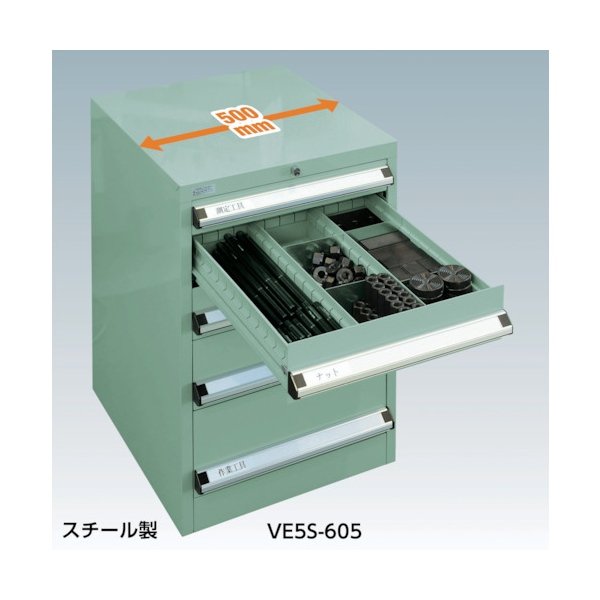 画像3: TRUSCO VE5S型中量キャビネット 500X550XH800 引出5段 VE5S-801 [479-0430] (3)
