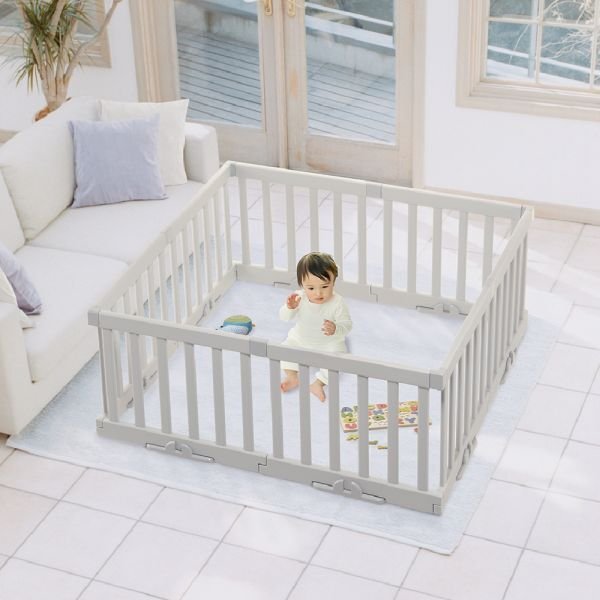 画像2: 【8枚セット】パーテーションにも使えるベビーサークル ライトグレー リッチェル (2)