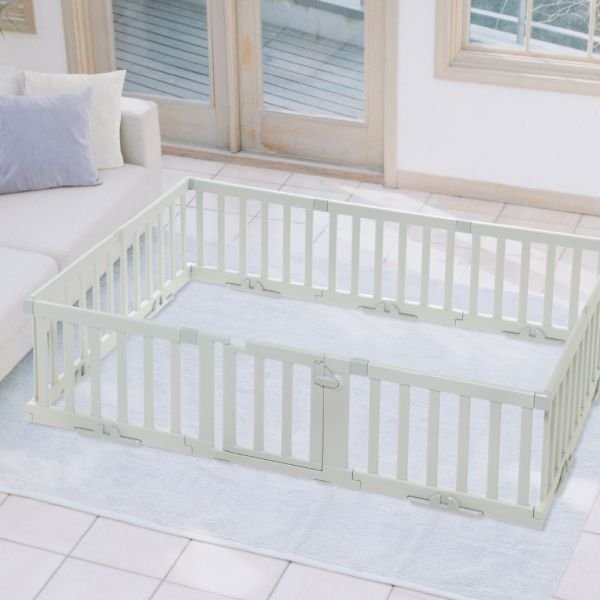 画像2: 【ドア付/10枚セット】パーテーションにも使えるベビーサークル ライトグレー リッチェル (2)