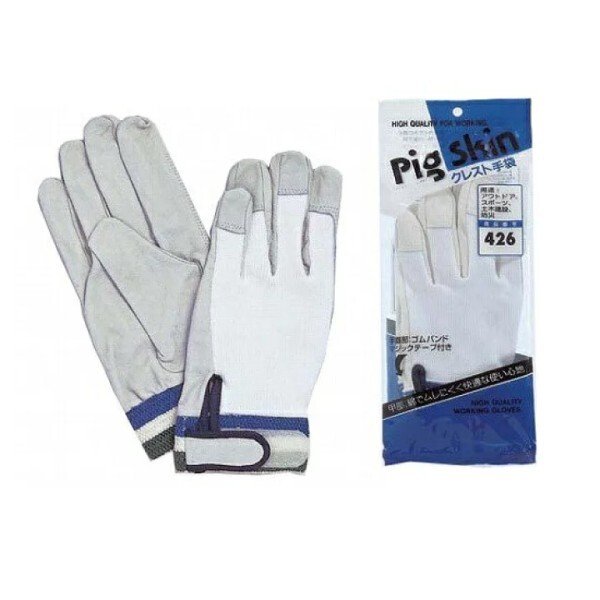 画像2: おたふく手袋 トンクレスト 甲メリヤスゴム袖マジック止 革手袋 5双セット 426 (2)