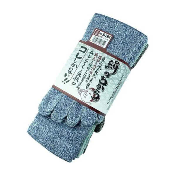 画像1: おたふく手袋 絹のちから 5本指 15足分 (3足組×5セット) モク柄 靴下　ソックス S-294 (1)