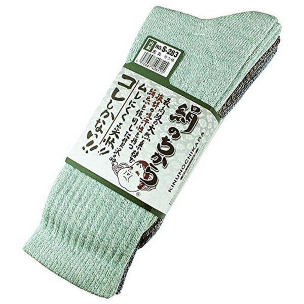 画像1: おたふく手袋 絹のちから 先丸 15足分 (3足組×5セット) 靴下　ソックス モク柄 S-283 (1)