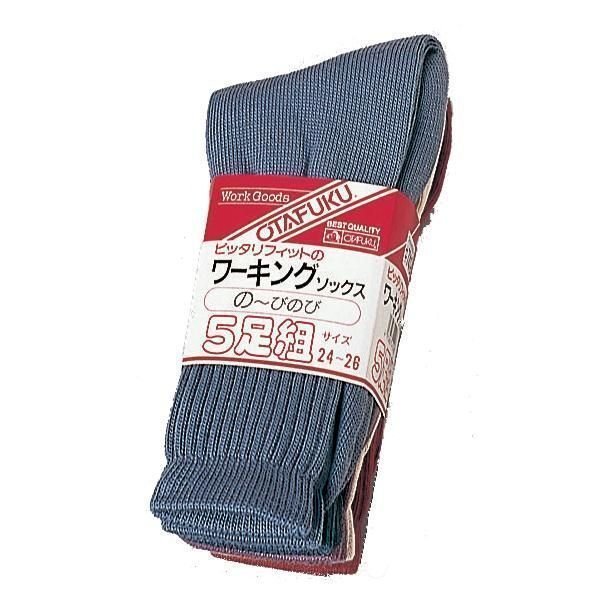 画像1: おたふく手袋 フィットワーキングソックス 先丸 25足分 (5足組×5セット) カラー 作業　靴下　ソックス 749 (1)