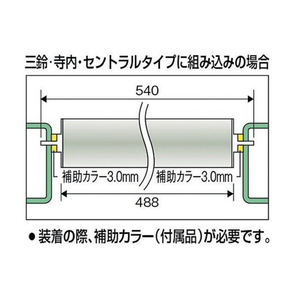 画像5: TRUSCO 取替用単品 スチールローラー Φ57×2.1t W300 S付 VL57W300-21 [511-3504] (5)