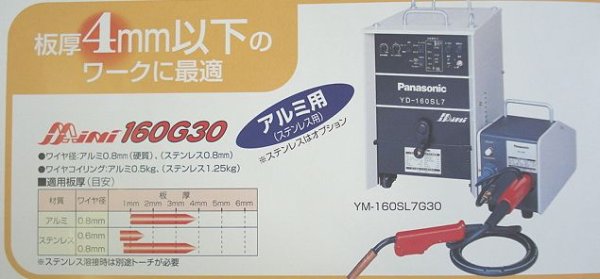 画像1: Pansonic 一元化制御CO2/MAG半自動溶接機 ミニ160G30 YM-160SL7G30アルミ用 (1)