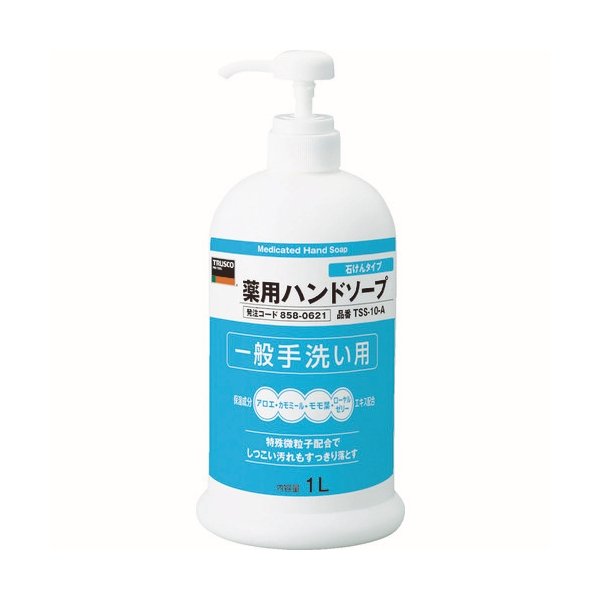 画像1: TRUSCO TSS-10-A 薬用ハンドソープ 石けんタイプ ポンプボトル 1.0L [858-0621] (1)