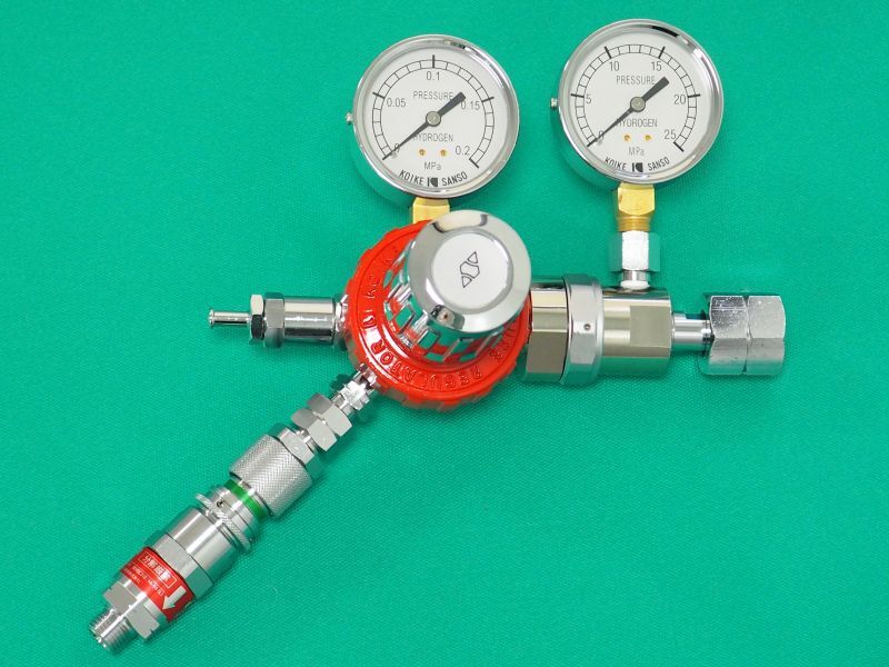 2段減圧式水素ガス用圧力調整器 セフティカスタムツイン調整器（水素用）まもり 小池酸素工業