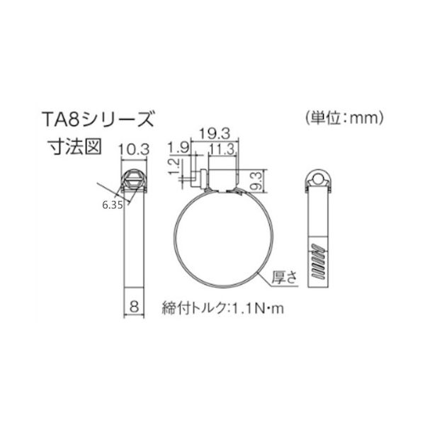 TRUSCO ホースバンド オールSUS 普及 10個入 8×Φ16mm TA8-16 [818-6891